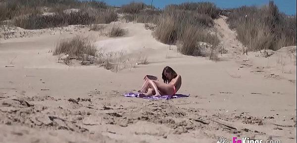  Beach Dogging! Ainara fucks a voyeur and a couple join the fun